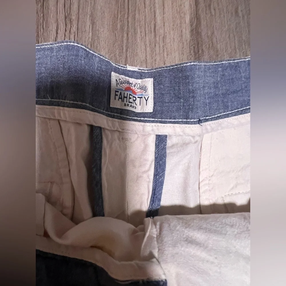 Men's New With Tags Faherty Malibu Linen Blend Chinos in Cream